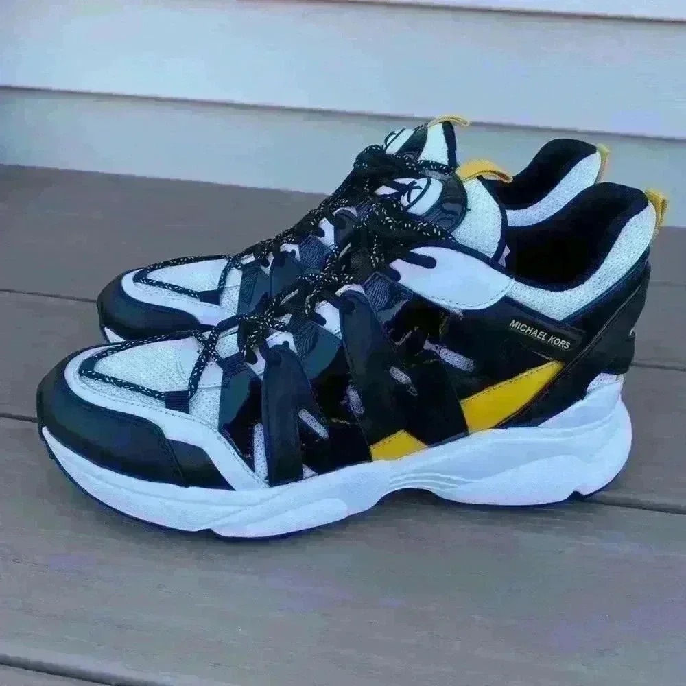 Michael Kors Shoes Mens Hero Leather and Mesh Trainer Shoes